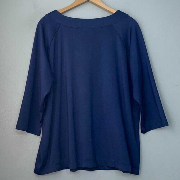 Classic Navy Long Sleeve Women's Top - Picture 2 of 4